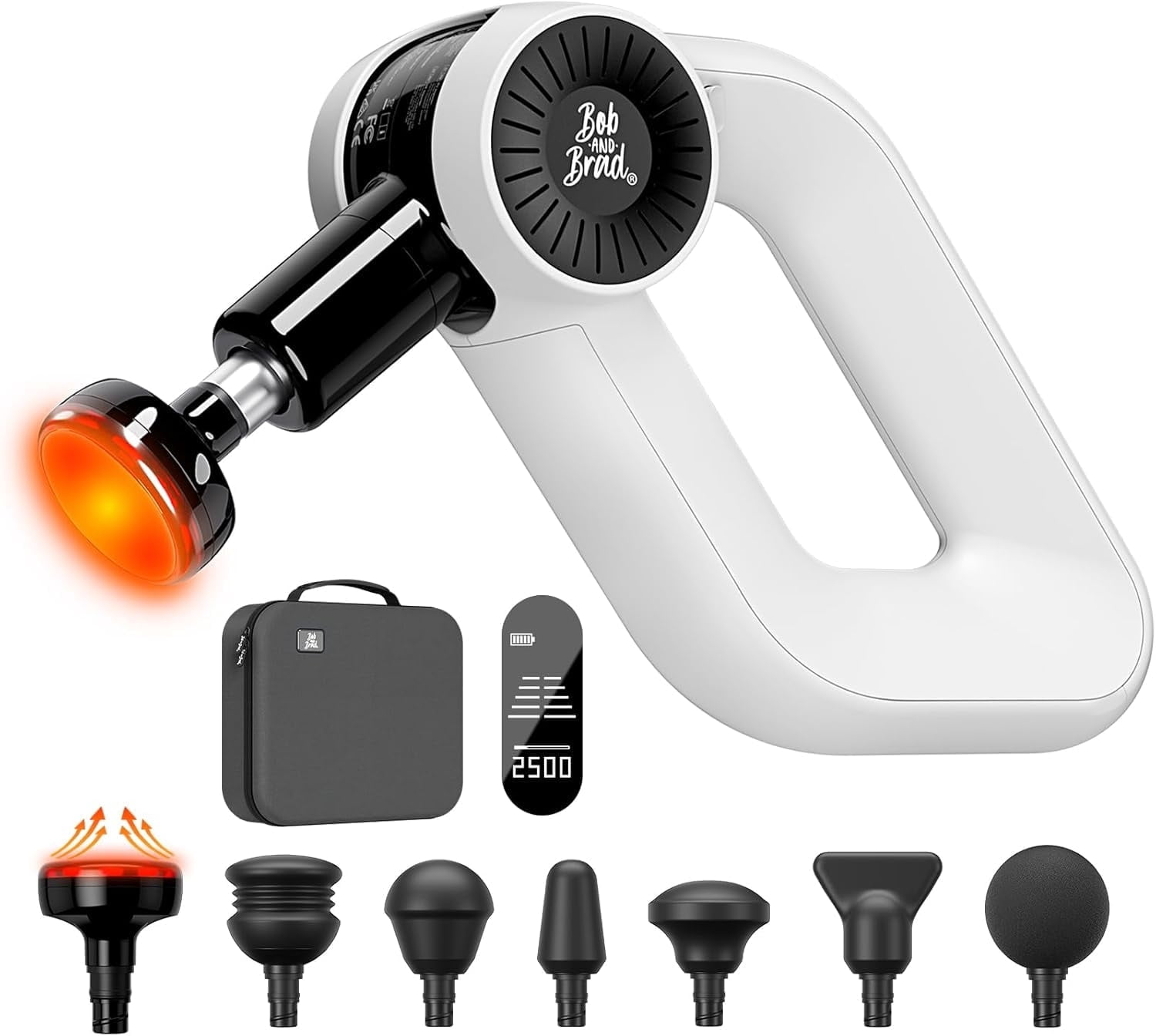 BOB AND BRAD D6 Pro Plus Massage Gun with Heat Deep Tissue with 16mm Amplitude 90-degree Adjustable Quiet Electric Handheld Massager, Professional Percussion Muscle Heat Therapy.