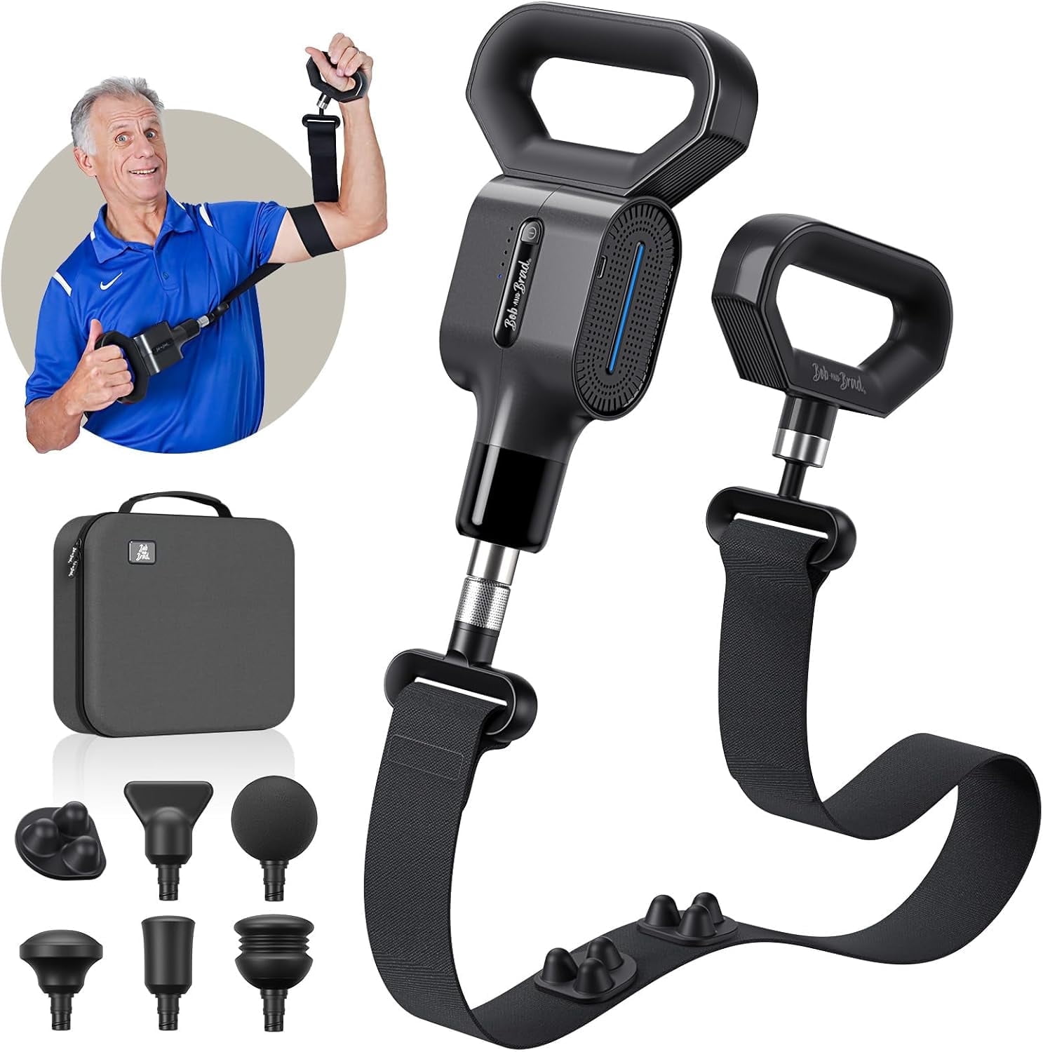 BOB AND BRAD Massage Gun&Adjustable Massage Belt for Muscle Relaxtion,Pain Relief,Dual-Purpose Deep Tissue sWave 2-in-1 Massage Gun with Strapfor Athletes, Therapists &Everyone