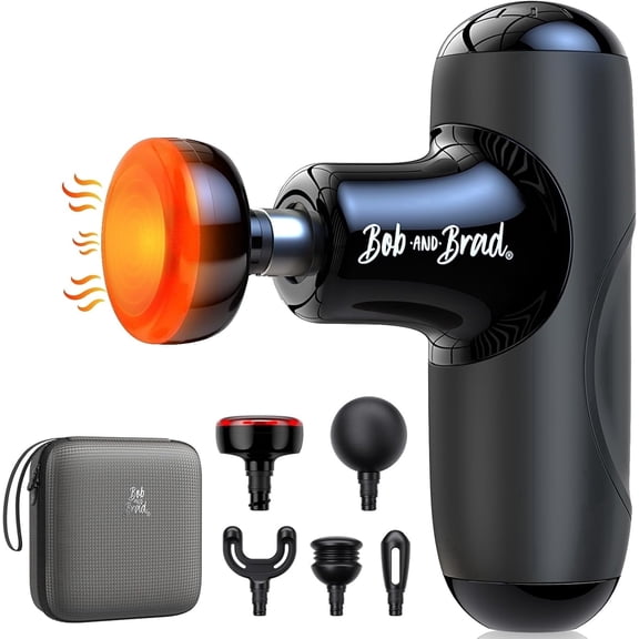 Bob and Brad Q2 Plus Mini Massage Gun with Heat,Deep Tissue Portable Percussion Muscle Massager, Ultra Small & Quiet Muscle Massage Gun