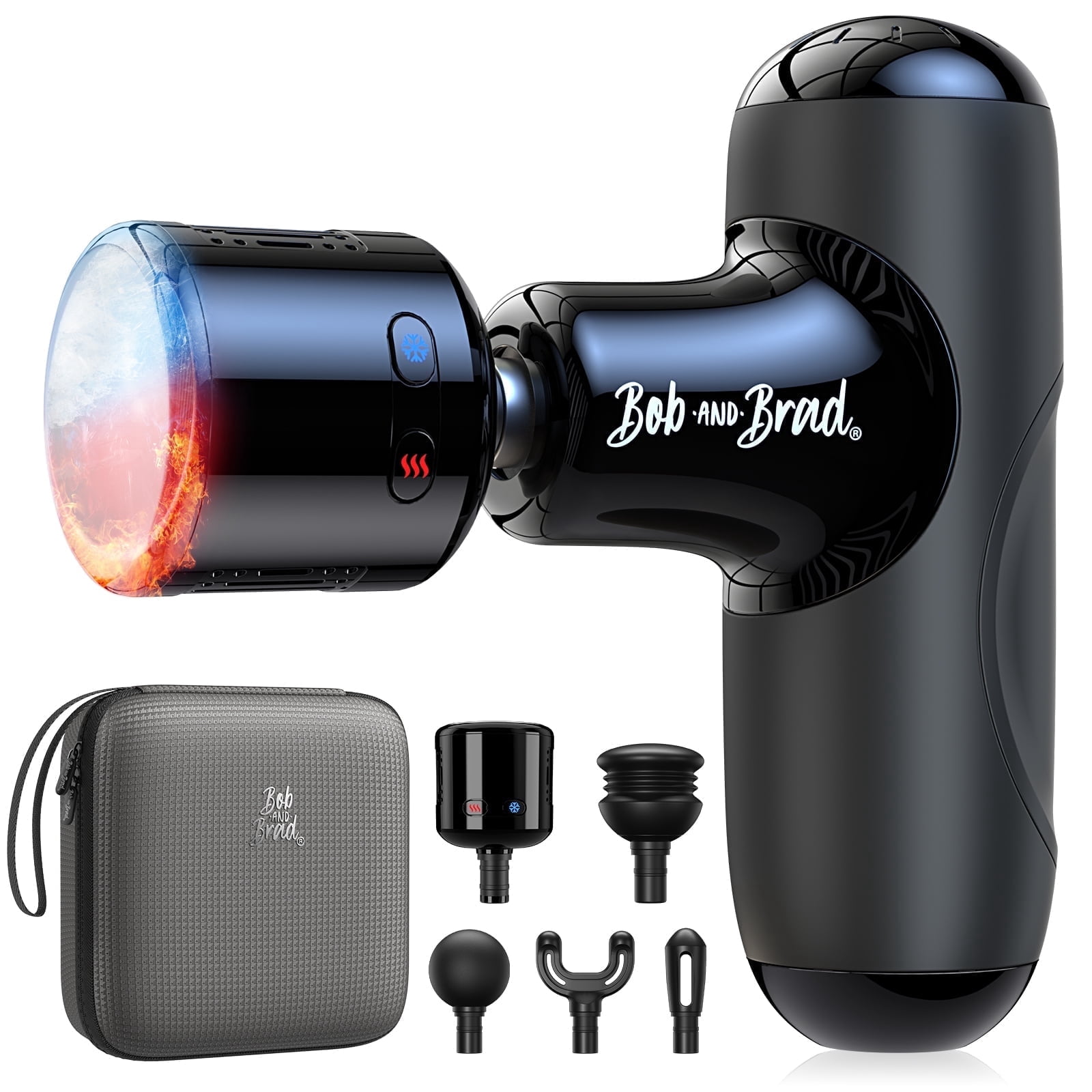 Bob and Brad Q2 Pro Mini Massage Gun with Heat and Cold Head,Pocket-Sized Deep Tissue Massager Gun,Portable Percussion Muscle Massager Gun, Ultra Small&Quiet Muscle Massage Gun