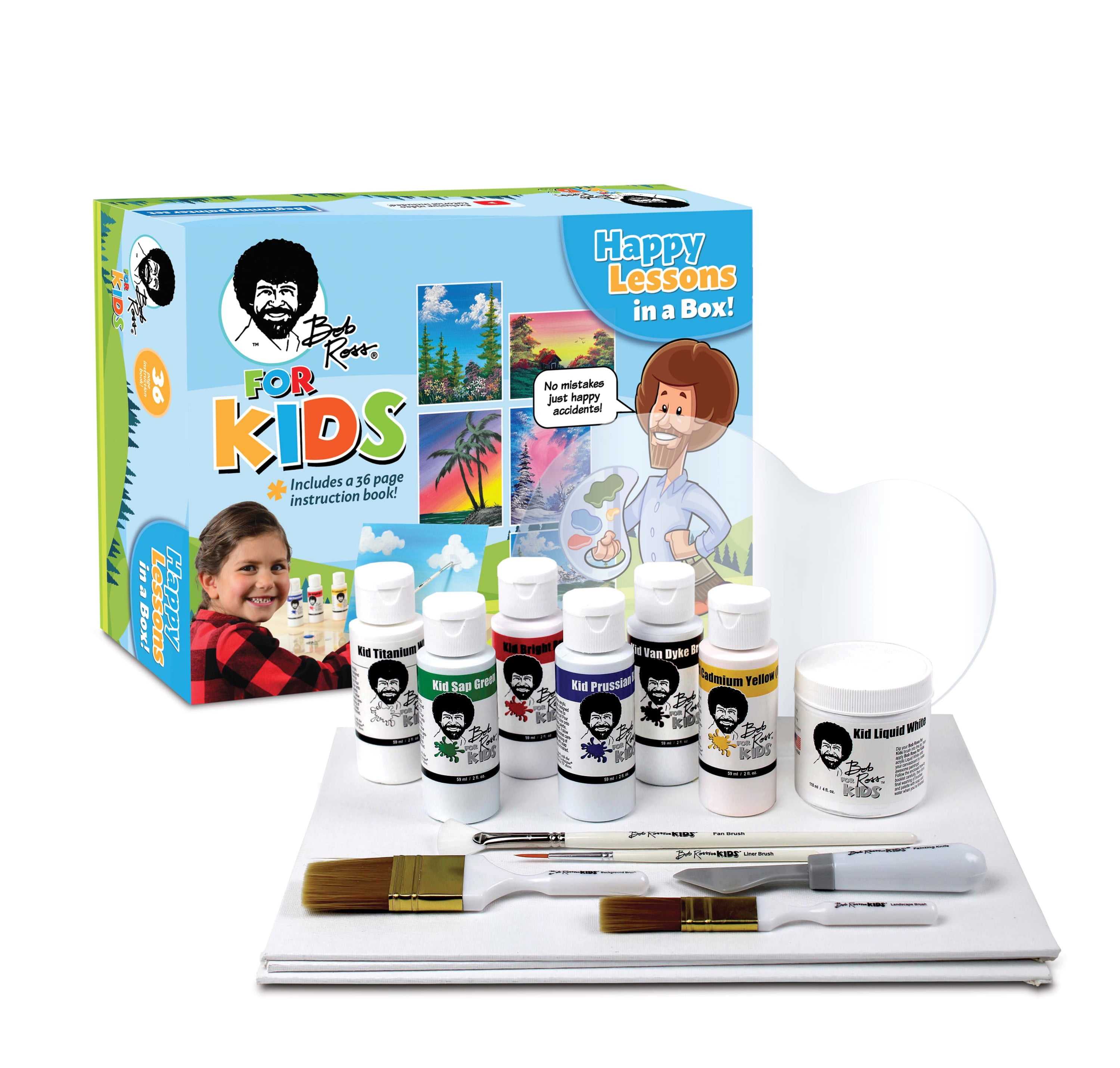 BOB ROSS Art Supplies Starter Kit Kids Happy Lesson Box with Paint