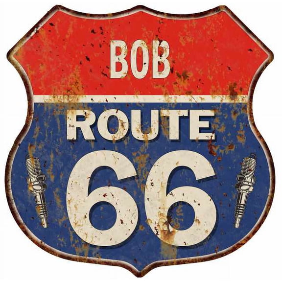 BOB Route 66 Sign Shield Metal Gift Man Cave Gift 211110002006