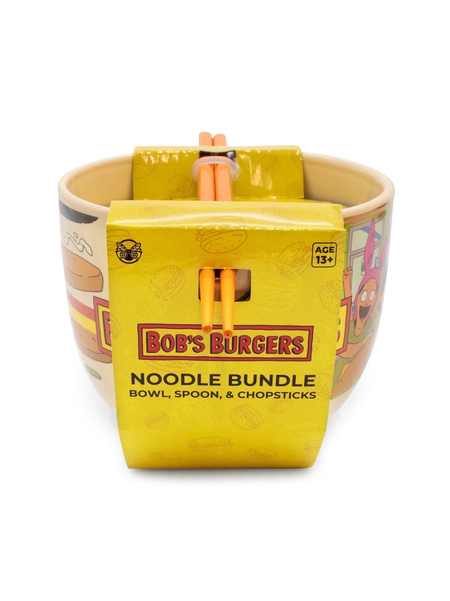 CultureFly Bob’s Burgers Ramen Bowl Set, 18 oz Bowl, Chopsticks, & Spoon, Officially Licensed