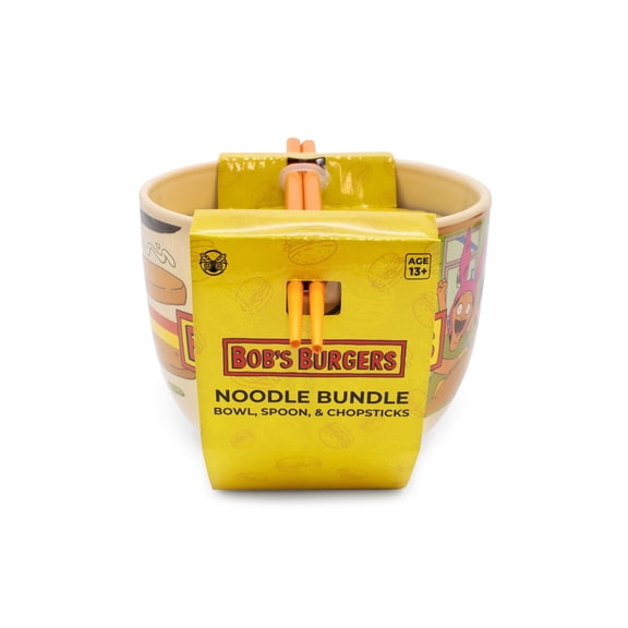 CultureFly Bob’s Burgers Ramen Bowl Set, 18 oz Bowl, Chopsticks, & Spoon, Officially Licensed