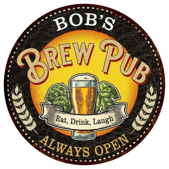 BOB'S Beer Pub Man Cave Metal Sign Home Wall Decor 14 inch Round 100140025006
