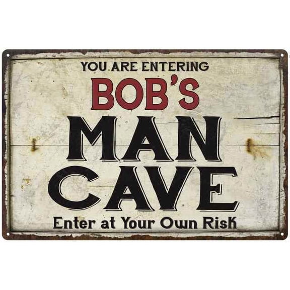 BOB'S Man Cave Sign Rustic 16 x 24 Matte Finish Metal 116240035269