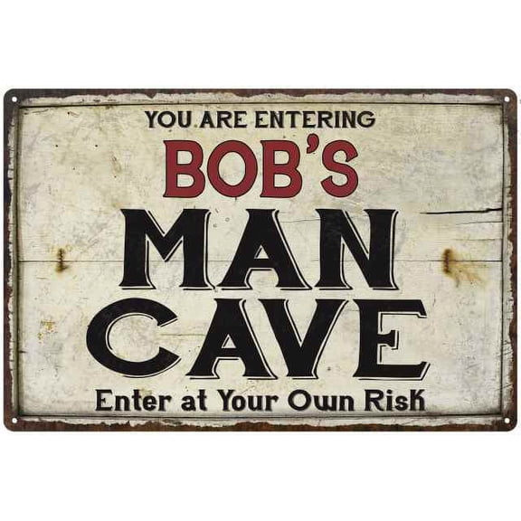BOB'S Man Cave Sign Rustic Garage Decor Gift 12x18 Metal 112180035269