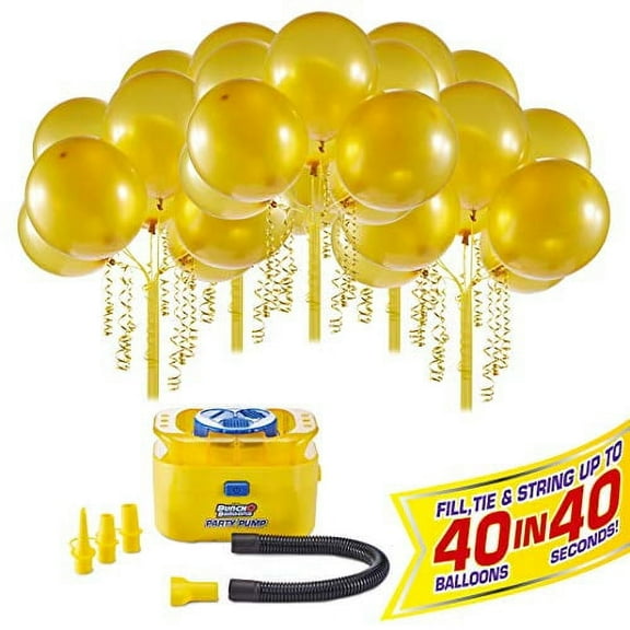 BOB party Bunch O Balloons Self Sealing Bulk Action Party Balloons with Portable Electric Air Pump - 40 Self-Sealing Gold Latex Balloons, 56232D