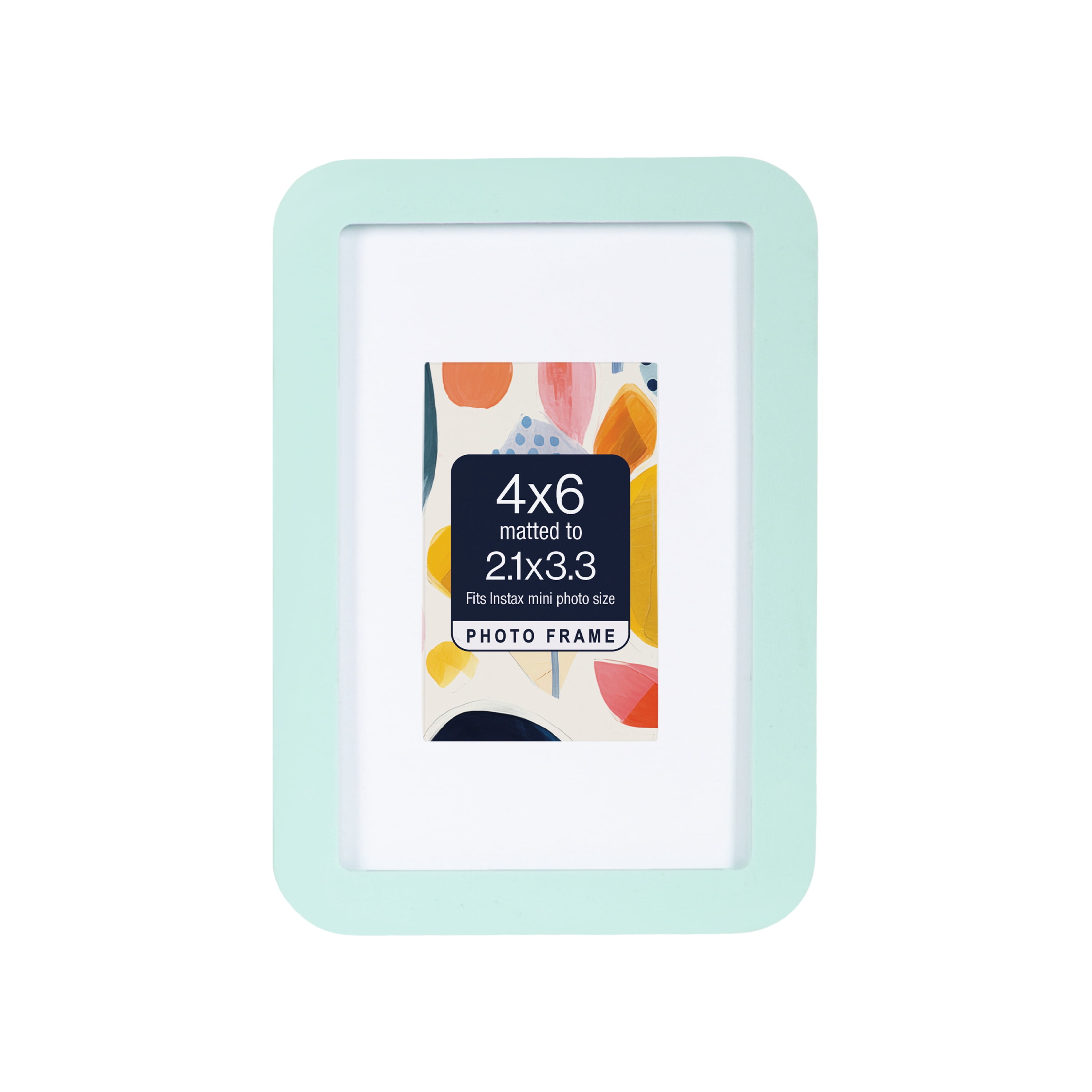 DesignOvation 4x6 Matted for 2.1x3.3 Rounded Mint Decorative Tabletop Picture Frame