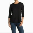 thumbnail image 1 of BOBEAU Womens Ribbed 3/4 Sleeve Small Sweater Knit Top   Black S, 1 of 2