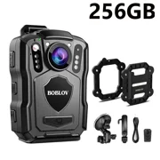 BOBLOV 256GB M5 Body Camera, 2K Body Mounted Camera, GPS Enabled &1440P, Built-in 4200MAH Battery,15Hours Record, IP67 with Body Camera Magnetic Suction Back Clip