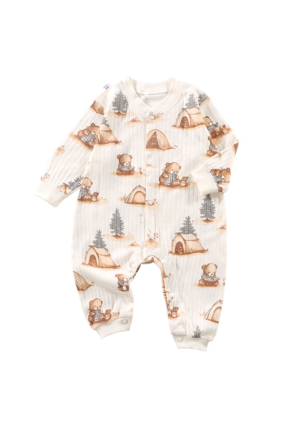 100% Organic Cotton Soft 3-24 Months Unisex Footless Newborn Baby Sleepers Pajamas Romper Boys Girls Long Sleeve(Coffee, 0-3 Months)