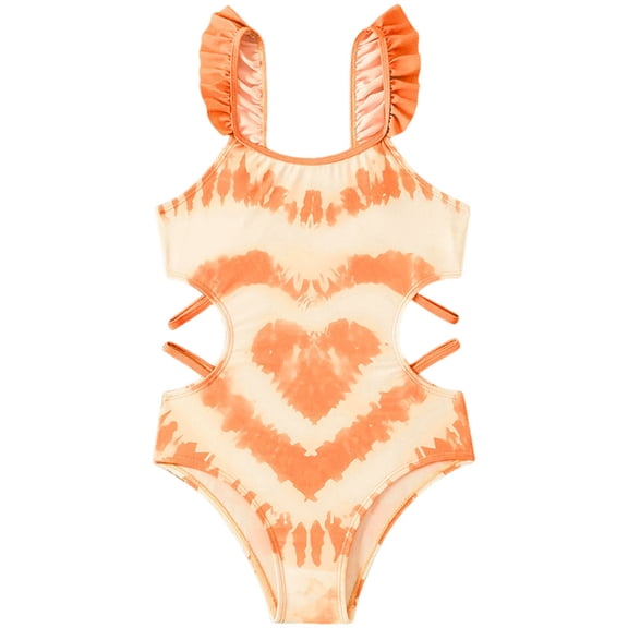 BOBOGOJP 2025 Cut Out One Piece Swimsuits Girls Bathing Suit high-Cut Quick-Dry Beach 5-13Years Orange for Size 5-6 Years