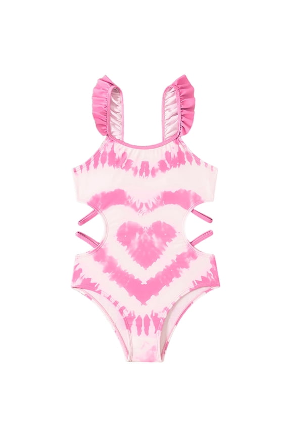 2025 Cut Out One Piece Swimsuits Girls Bathing Suit high-Cut Quick-Dry Beach 5-13Years Pink for Size 9-10 Years