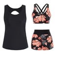 thumbnail image 1 of BOBOGOJP 3 Piece Tankini Swimsuits for Women Tummy Control Bathing Suits Swim Tank Top with Bra Boy Shorts Teen Swimwear Pink for Size S, 1 of 4