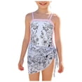 thumbnail image 1 of BOBOGOJP 9-10Y Girls One Piece Swimsuit Sarong Ruched Bathing Suit for Beach Pool Black for Size 12-13 Years, 1 of 8