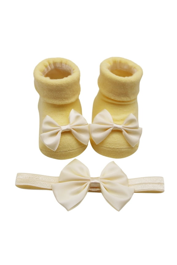 Baby Booties Newborn Infant Sock Shoes Hand Knitting Crochet Boy and Girl Cozy Shoes Yellow for Size One Size