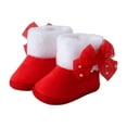 thumbnail image 1 of BOBOGOJP Baby Boy Girl Boots Newborn Shoes Winter Snow Bowknot Anti-Slip Soft Sole Warm Infant Toddler Prewalker Booties Red for Size 3, 1 of 8