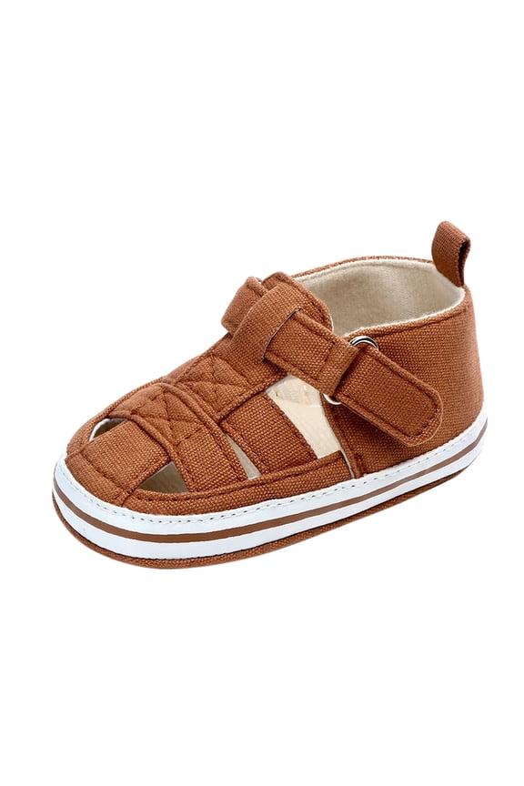 Baby Boy Girl Closed Toe Summer Sandals Lightweight Shoes Infant Non-Slip First Walking Sneakers Coffee for Size 3.5