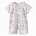 thumbnail image 1 of BOBOGOJP Baby Boy Girl Cotton Short Sleeve Zipper Rompers Infant 2-way Zippers Comfy Summer Jumpsuit Pajamas Light Gray for Size 0-6 Months, 1 of 4