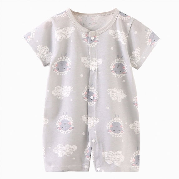 BOBOGOJP Baby Boy Girl Cotton Short Sleeve Zipper Rompers Infant 2-way Zippers Comfy Summer Jumpsuit Pajamas Light Gray for Size 0-6 Months