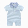 thumbnail image 1 of BOBOGOJP Baby Boy Polo Romper Short Sleeve Solid Bodysuit Jumpsuit Collared Onsies Pique Infant One-Piece Outfit Sky Blue for Size 9-12 Months, 1 of 8