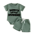 thumbnail image 1 of BOBOGOJP Baby Boy Summer Clothes Mama's Boy Little Dude Short Sleeve Romper Shorts Set Waffle Knit Outfit Green for Size 12-18 Months, 1 of 3