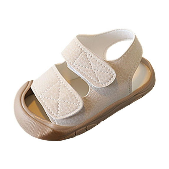 BOBOGOJP Baby Boys Girls Squeaky Sandals Summer Closed-Toe Anti-Slip Rubber Sole Toddler First Walkers Shoes Beige for Size 8