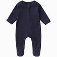 thumbnail image 1 of BOBOGOJP Baby Footies Pajamas, 2-Way Zipper Baby Sleepers with Mitten Cuffs - Long Sleeve Baby Zip Up Onesie for 0-12 Months Navy for Size 9-12 Years, 1 of 4