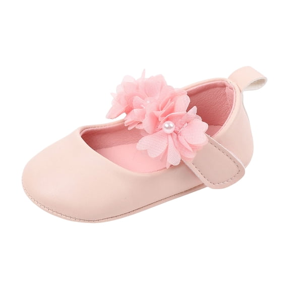 BOBOGOJP Baby Girls Dress Shoes Bowkont Mary Jane Flats Non-Slip Lightweight Soft Sole Toddler First Walkers Princess Wedding Shoes Pink for Size 5