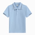 thumbnail image 1 of BOBOGOJP Baby Kids Boy Girl Solid Casual Short Sleeve Polo Shirt Pullover Tops Cute Shirts Light Blue for Size 8-9 Years, 1 of 7