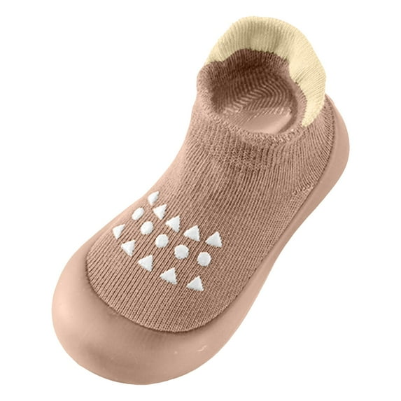 BOBOGOJP Baby Sock Shoes Toddler Walking Shoes Infant Non-Slip Slippers Soft Rubber Sole Sneakers for Baby Boys Girls Coffee for Size 7