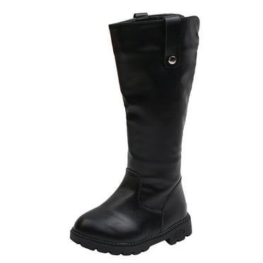 BOBOGOJP Back To School Girl's Fashion Boot Kids Lace Up Waterproof Combat Shoes with Side Zipper for Toddler/Little Kid/Big Kid (Black,10)