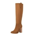 thumbnail image 1 of BOBOGOJP Back To School Knee High Boots for Women Square Toe Stiletto Heel Long Boots Pull On Tall Boots Wide-Calf Stylish Comfortable Fall Boots (Brown,8), 1 of 7