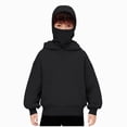 thumbnail image 1 of BOBOGOJP Balaclava Hoodie for Boys Girls Kids Windproof Ski Mask Hoodies Oversized Full Zip Sweatshirt Jacket with Pockets Black,Size 6-7 Years, 1 of 7