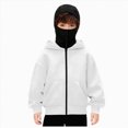thumbnail image 1 of BOBOGOJP Balaclava Hoodie for Boys Girls Kids Windproof Ski Mask Hoodies Oversized Full Zip Sweatshirt Jacket with Pockets White,Size 14-15 Years, 1 of 6