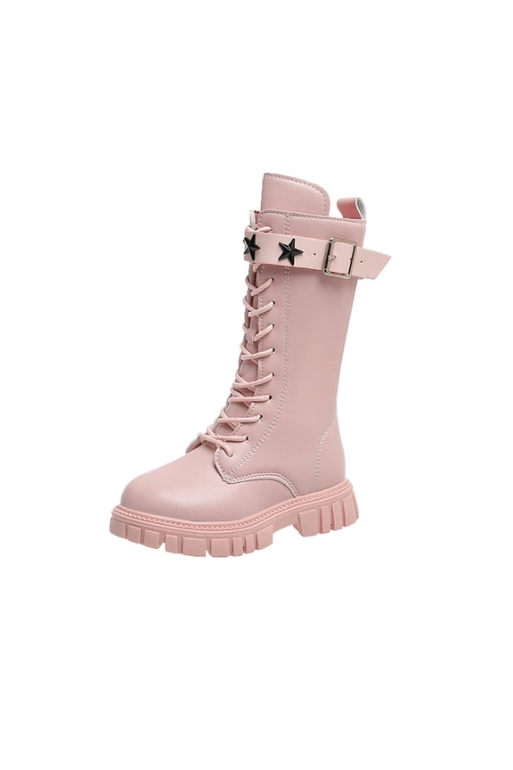 Girls White Knee High Boots Knee-High Lug Sole Dress/School Boots – Toddler/Little/Big Kids Pink for Size 3