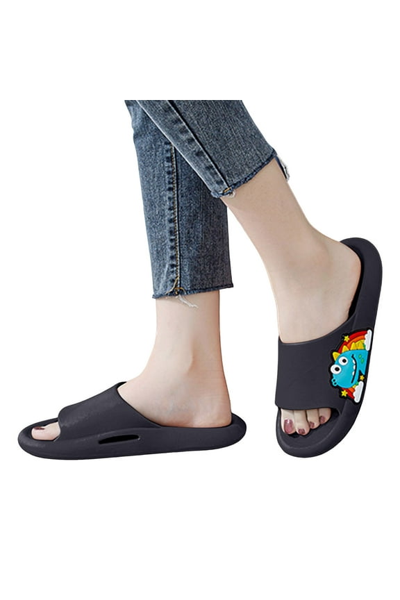 Big Kids Cloud slides,Boys Girls Slides Non-slip Summer Beach Pool Shoes Toddler Cartoon Slides Sandals Indoor&Outdoor Garden Slippers Shower Shoes Black for Size 36