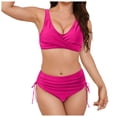 thumbnail image 1 of BOBOGOJP Bikini Set for Women Cheeky Two Piece Swimsuits Scoop Neck Bathing Suit with Ajustable String Bottom Hot Pink for Size M, 1 of 9