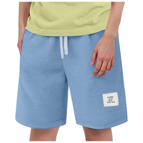 BOBOGOJP Boy's Shorts Summer Casual Lightweight Athletic Shorts with Pockets Blue for Size 1130