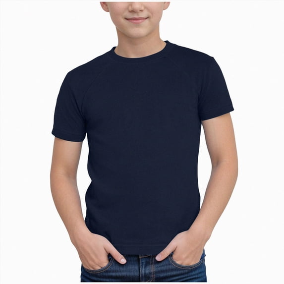 BOBOGOJP Boys Athletic Short Sleeve T Shirts Kids Summer Workout Tops Crewneck Basic Tee Navy for Size 8-9 Years