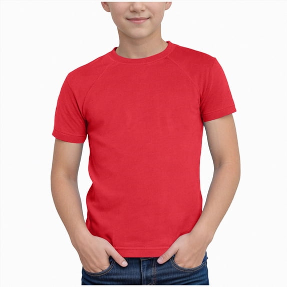 BOBOGOJP Boys Athletic Short Sleeve T Shirts Kids Summer Workout Tops Crewneck Basic Tee Red for Size 8-9 Years