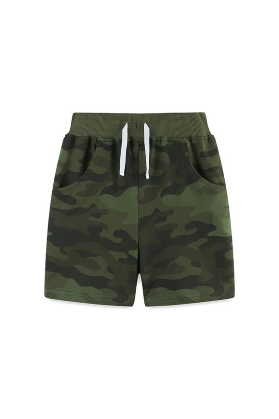 Boys Athletic Shorts with Pockets Sport Active Camo Shorts Amry Green for Size 6Y