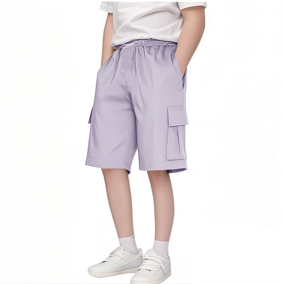 BOBOGOJP Boys Cargo Shorts Quick Dry Athletic Running Shorts Water Resistant Hiking Shorts for Boy Size 7-14 Years Purple for Size 3-4 Years