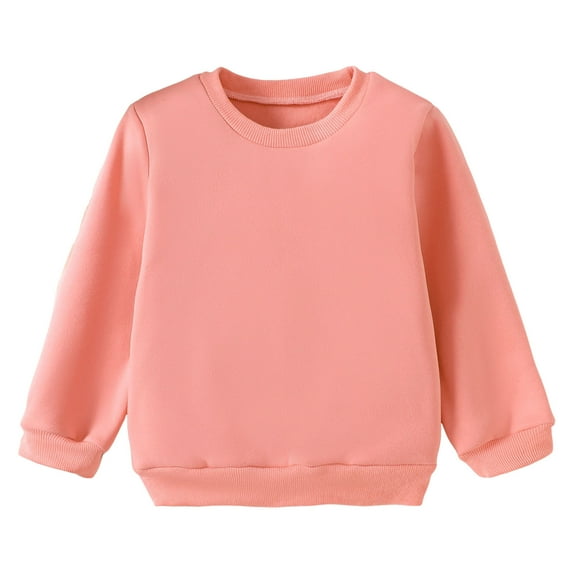 BOBOGOJP Boys Crewneck Sweatshirt Youth Fleece Sweatshirts Long Sleeve Basic Pullover Soft Warm Thin Fleece for Kids Pink for Size 2-3 Years