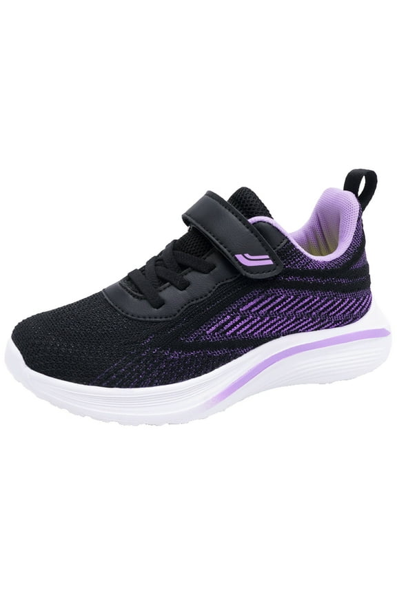Boys Girls Sneakers Kids Lightweight Breathable Strap Athletic Running Shoes for Toddler/Little Kid/Big Kid (Black,2)