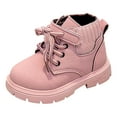 thumbnail image 1 of BOBOGOJP Boys Girls Snow Boots Outdoor Slip-on Resistant Insulated Waterproof Kids Mid Calf Winter Snow Boot Pink for Size 11.5, 1 of 9