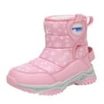 thumbnail image 1 of BOBOGOJP Boys Girls Snow Boots for Toddler Kids Winter Outdoor Non Slip Waterproof Mid Calf Warm Shoes with Lined Pink for Size 3.5, 1 of 9