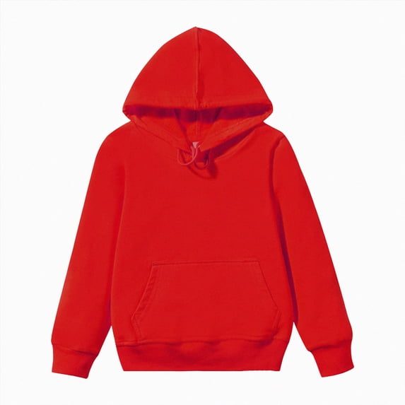 BOBOGOJP Boys Girls Solid Soft Hooded Sweatshirt Classic Oversized Hoodies Loose Pullover Sweatshirts with Pocket for Kids (Red, 13-14 Years)