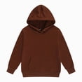 thumbnail image 1 of BOBOGOJP Boys Hoodies 5-16 Years Long Sleeve Pullover Basic Solid Hooded Sweatshirts for Boy Coffee,Size 13-14 Years, 1 of 4